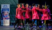 20 November 2021; An Caisleán Nua team, representing Tipperary and Munster, of Caelainn McGrath, Sinéad Grant, Eimear O'Connor, Veronica McNamara, Sarah English, Chloe Hennebry, Aoife Leahy and Kayleigh O'Brien during the Rince Foirne competition at Scór Sinsir 2020 All-Ireland Finals at the Connacht GAA Air Dome in Bekan, Mayo. Photo by Piaras Ó Mídheach/Sportsfile