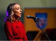 20 November 2021; Kathryn Mullan of Sleacht Néill, representing Derry and Ulster, during the Amhránaíocht Aonair competition at Scór Sinsir 2020 All-Ireland Finals at the Connacht GAA Air Dome in Bekan, Mayo. Photo by Piaras Ó Mídheach/Sportsfile