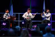 20 November 2021; The Mullach Odhráin Erne Eagles team, representing Cavan and Ulster, of Sinéad Halton, Jack O'Reilly, Daryll Dolan, Shane Walsh and Aaron Galligan during the Ceol Uirlise competition at Scór Sinsir 2020 All-Ireland Finals at the Connacht GAA Air Dome in Bekan, Mayo. Photo by Piaras Ó Mídheach/Sportsfile