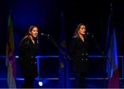 20 November 2021; An Féar Ban team, representing Offaly and Leinster, of Niamh Delaney, Valene Greer, Sarah Kenny, Zoe Rooney and Avril Spain during the Bailéad-Ghrúpa competition at the Scór Sinsir 2020 All-Ireland Finals at the Connacht GAA Air Dome in Bekan, Mayo. Photo by Piaras Ó Mídheach/Sportsfile