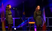 20 November 2021; The Naomh Séamus team, representing Cork and Munster, of Rachel Hodnett, Rachel O'Sullivan, Aine Fitzgerald, Ashlie O'Sullivan and Amy O'Sullivan during the Bailéad-Ghrúpa competition at the Scór Sinsir 2020 All-Ireland Finals at the Connacht GAA Air Dome in Bekan, Mayo. Photo by Piaras Ó Mídheach/Sportsfile