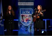 20 November 2021; An Féar Ban team, representing Offaly and Leinster, of Niamh Delaney, Valene Greer, Sarah Kenny, Zoe Rooney and Avril Spain during the Bailéad-Ghrúpa competition at the Scór Sinsir 2020 All-Ireland Finals at the Connacht GAA Air Dome in Bekan, Mayo. Photo by Piaras Ó Mídheach/Sportsfile