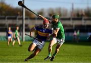 21 November 2021; Luke O'Connor of St Rynagh's in action against Stephen Connolly of Coolderry during the Offaly County Senior Club Hurling Championship Final match between Coolderry and St Rynagh's at Bord na Mona O'Connor Park in Tullamore, Offaly. Photo by Ben McShane/Sportsfile