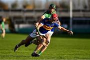 21 November 2021; Luke O'Connor of St Rynagh's in action against Stephen Connolly of Coolderry during the Offaly County Senior Club Hurling Championship Final match between Coolderry and St Rynagh's at Bord na Mona O'Connor Park in Tullamore, Offaly. Photo by Ben McShane/Sportsfile