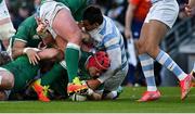 21 November 2021; Josh van der Flier of Ireland scores his side's first try during the Autumn Nations Series match between Ireland and Argentina at Aviva Stadium in Dublin. Photo by Brendan Moran/Sportsfile