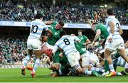 21 November 2021; Josh van der Flier of Ireland on his way to scoring his side's first try during the Autumn Nations Series match between Ireland and Argentina at Aviva Stadium in Dublin. Photo by Harry Murphy/Sportsfile