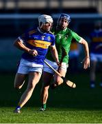 21 November 2021; Ronan Hughes of St Rynagh's in action against William Malone of Coolderry during the Offaly County Senior Club Hurling Championship Final match between Coolderry and St Rynagh's at Bord na Mona O'Connor Park in Tullamore, Offaly. Photo by Ben McShane/Sportsfile