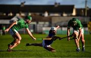 21 November 2021; Seán Dolan of St Rynagh's attempts to retain possession from David King, right, and Trevor Corcoran of Coolderry during the Offaly County Senior Club Hurling Championship Final match between Coolderry and St Rynagh's at Bord na Mona O'Connor Park in Tullamore, Offaly. Photo by Ben McShane/Sportsfile