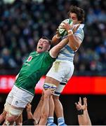 21 November 2021; Santiago Grondona of Argentina and Peter O'Mahony of Ireland contest a lineout during the Autumn Nations Series match between Ireland and Argentina at Aviva Stadium in Dublin. Photo by Brendan Moran/Sportsfile