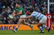 21 November 2021; Hugo Keenan of Ireland in action against Francisco Gomez Kodela of Argentina  during the Autumn Nations Series match between Ireland and Argentina at Aviva Stadium in Dublin. Photo by Brendan Moran/Sportsfile