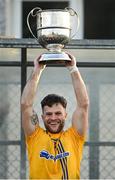 21 November 2021; Knockmore captain David McHale lifts the Paddy Moclair Cup after his side's victory in the Mayo County Senior Club Football Championship Final match between Knockmore and Belmullet at James Stephen's Park in Ballina, Mayo. Photo by Piaras Ó Mídheach/Sportsfile