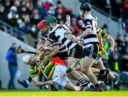 21 November 2021; Patrick Horgan of Glen Rovers is tackled by Midleton players Eoin Moloney and Luke Dineen during the Cork County Senior Club Hurling Championship Final match between Glen Rovers and Midleton at Páirc Ui Chaoimh in Cork. Photo by Eóin Noonan/Sportsfile