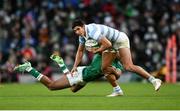 21 November 2021; Lucio Cinti of Argentina evades the tackle of Robert Baloucoune of Ireland during the Autumn Nations Series match between Ireland and Argentina at Aviva Stadium in Dublin. Photo by Harry Murphy/Sportsfile