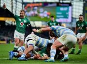 21 November 2021; Dan Sheehan of Ireland scores a try during the Autumn Nations Series match between Ireland and Argentina at Aviva Stadium in Dublin. Photo by Brendan Moran/Sportsfile