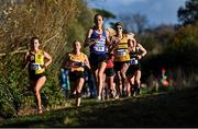 21 November 2021; Roisin Flanagan of Finn Valley AC, Donegal, centre, competing in the Senior Women's event during the Irish Life Health National Cross Country Championships at Santry Demense in Dublin. Photo by Ramsey Cardy/Sportsfile