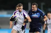 21 November 2021; Paul Mannion of Kilmacud Crokes in action against Colm Murphy of St. Jude's during the Go Ahead Dublin County Senior Club Football Championship Final match between St Jude's and Kilmacud Crokes at Parnell Park in Dublin. Photo by Daire Brennan/Sportsfile
