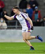 21 November 2021; Cian O'Connor of Kilmacud Crokes celebrates after scoring his side's first goal during the Go Ahead Dublin County Senior Club Football Championship Final match between St Jude's and Kilmacud Crokes at Parnell Park in Dublin. Photo by Daire Brennan/Sportsfile
