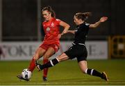 21 November 2021; Jess Gargan of Shelbourne in action against Kylie Murphy of Wexford Youths during the 2021 EVOKE.ie FAI Women's Cup Final between Wexford Youths and Shelbourne at Tallaght Stadium in Dublin. Photo by Stephen McCarthy/Sportsfile