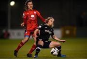 21 November 2021; Ellen Molloy of Wexford Youths in action against Ciara Grant of Shelbourne during the 2021 EVOKE.ie FAI Women's Cup Final between Wexford Youths and Shelbourne at Tallaght Stadium in Dublin. Photo by Stephen McCarthy/Sportsfile