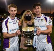21 November 2021; Kilmacud Crokes' players Ross McGowan, left, and Andrew McGowan, with their mother Anne McGowan after the Go Ahead Dublin County Senior Club Football Championship Final match between St Jude's and Kilmacud Crokes at Parnell Park in Dublin. Photo by Daire Brennan/Sportsfile