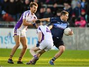 21 November 2021; Kevin McManamon of St. Jude's in action against Ben Shovlin, left, and Cillian O'Shea of Kilmacud Crokes during the Go Ahead Dublin County Senior Club Football Championship Final match between St Jude's and Kilmacud Crokes at Parnell Park in Dublin. Photo by Daire Brennan/Sportsfile
