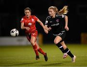 21 November 2021; Aoibheann Clancy of Wexford Youths in action against Rachel Graham of Shelbourne during the 2021 EVOKE.ie FAI Women's Cup Final between Wexford Youths and Shelbourne at Tallaght Stadium in Dublin. Photo by Stephen McCarthy/Sportsfile