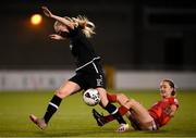 21 November 2021; Aoibheann Clancy of Wexford Youths in action against Rachel Graham of Shelbourne during the 2021 EVOKE.ie FAI Women's Cup Final between Wexford Youths and Shelbourne at Tallaght Stadium in Dublin. Photo by Stephen McCarthy/Sportsfile