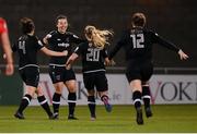 21 November 2021; Lynn Marie Grant of Wexford Youths celebrates with team-mates after scoring their side's first goal during the 2021 EVOKE.ie FAI Women's Cup Final between Wexford Youths and Shelbourne at Tallaght Stadium in Dublin. Photo by Stephen McCarthy/Sportsfile
