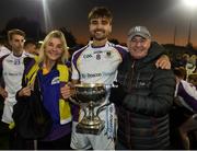 21 November 2021; Ben Shovlin of Kilmacud Crokes celebrates with his parents Karen and John after the Go Ahead Dublin County Senior Club Football Championship Final match between St Jude's and Kilmacud Crokes at Parnell Park in Dublin. Photo by Daire Brennan/Sportsfile