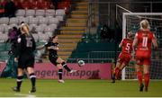 21 November 2021; Kylie Murphy of Wexford Youths shoots to score her side's second goal during the 2021 EVOKE.ie FAI Women's Cup Final between Wexford Youths and Shelbourne at Tallaght Stadium in Dublin. Photo by Stephen McCarthy/Sportsfile