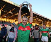 21 November 2021; Willie Eviston of Loughmore-Castleiney lifts the O'Dwyer Cup after the Tipperary County Senior Club Football Championship Final match between Clonmel Commercials and Loughmore-Castleiney at Semple Stadium in Thurles, Tipperary. Photo by Michael P Ryan/Sportsfile