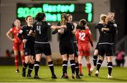 21 November 2021; Wexford Youths players, including Edel Kennedy and Kylie Murphy, 6, celebrate following the 2021 EVOKE.ie FAI Women's Cup Final between Wexford Youths and Shelbourne at Tallaght Stadium in Dublin. Photo by Stephen McCarthy/Sportsfile
