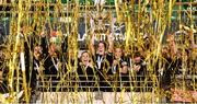 21 November 2021; Wexford Youths captain Kylie Murphy and team-mates celebrate with the cup following the 2021 EVOKE.ie FAI Women's Cup Final between Wexford Youths and Shelbourne at Tallaght Stadium in Dublin. Photo by Stephen McCarthy/Sportsfile