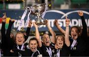 21 November 2021; Wexford Youths captain Kylie Murphy and team-mates celebrate with the cup following the 2021 EVOKE.ie FAI Women's Cup Final between Wexford Youths and Shelbourne at Tallaght Stadium in Dublin. Photo by Stephen McCarthy/Sportsfile