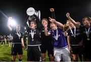 21 November 2021; Orlaith Conlon of Wexford Youths and team-mates celebrate with the cup following the 2021 EVOKE.ie FAI Women's Cup Final between Wexford Youths and Shelbourne at Tallaght Stadium in Dublin. Photo by Stephen McCarthy/Sportsfile