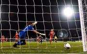 21 November 2021; Shelbourne goalkeeper Amanda Budden is beaten by a shot from Kylie Murphy of Wexford Youths for their second goal during the 2021 EVOKE.ie FAI Women's Cup Final between Wexford Youths and Shelbourne at Tallaght Stadium in Dublin. Photo by Stephen McCarthy/Sportsfile