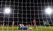 21 November 2021; Shelbourne goalkeeper Amanda Budden after conceding a third goal during the 2021 EVOKE.ie FAI Women's Cup Final between Wexford Youths and Shelbourne at Tallaght Stadium in Dublin. Photo by Stephen McCarthy/Sportsfile