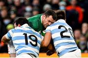 21 November 2021; Cian Healy of Ireland is tackled by Lucas Paulos, left, and Facundo Isa of Argentina during the Autumn Nations Series match between Ireland and Argentina at Aviva Stadium in Dublin. Photo by Seb Daly/Sportsfile