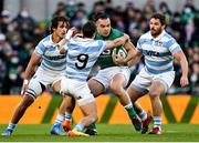 21 November 2021; James Lowe of Ireland in action against Tomas Cubelli, 9, Julian Montoya, right, and Santiago Grondona of Argentina during the Autumn Nations Series match between Ireland and Argentina at Aviva Stadium in Dublin. Photo by Seb Daly/Sportsfile