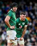 21 November 2021; James Ryan, left, and Peter O’Mahony of Ireland during the Autumn Nations Series match between Ireland and Argentina at Aviva Stadium in Dublin. Photo by Brendan Moran/Sportsfile