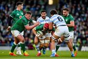 21 November 2021; Josh van der Flier of Ireland is tackled by Jeronimo De La Fuente and Santiago Grondona of Argentina during the Autumn Nations Series match between Ireland and Argentina at Aviva Stadium in Dublin. Photo by Brendan Moran/Sportsfile