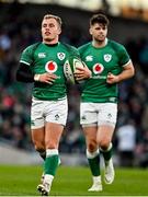 21 November 2021; Craig Casey, left, and Harry Byrne of Ireland during the Autumn Nations Series match between Ireland and Argentina at Aviva Stadium in Dublin. Photo by Brendan Moran/Sportsfile