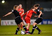 21 November 2021; Jessica Ziu of Shelbourne in action against Ellen Molloy, left, and Edel Kennedy of Wexford Youths during the 2021 EVOKE.ie FAI Women's Cup Final between Wexford Youths and Shelbourne at Tallaght Stadium in Dublin. Photo by Stephen McCarthy/Sportsfile