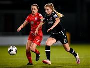 21 November 2021; Aoibheann Clancy of Wexford Youths and Rachel Graham of Shelbourne during the 2021 EVOKE.ie FAI Women's Cup Final between Wexford Youths and Shelbourne at Tallaght Stadium in Dublin. Photo by Stephen McCarthy/Sportsfile