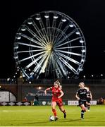 21 November 2021; Jessie Stapleton of Shelbourne in action against Ellen Molloy of Wexford Youths during the 2021 EVOKE.ie FAI Women's Cup Final between Wexford Youths and Shelbourne at Tallaght Stadium in Dublin. Photo by Stephen McCarthy/Sportsfile