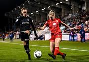 21 November 2021; Saoirse Noonan of Shelbourne in action against Lauren Dwyer of Wexford Youths during the 2021 EVOKE.ie FAI Women's Cup Final between Wexford Youths and Shelbourne at Tallaght Stadium in Dublin. Photo by Stephen McCarthy/Sportsfile