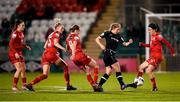 21 November 2021; Ellen Molloy of Wexford Youths in action against Shelbourne players, from left, Jessica Ziu, Shauna Fox, Rachel Graham and Ciara Grant during the 2021 EVOKE.ie FAI Women's Cup Final between Wexford Youths and Shelbourne at Tallaght Stadium in Dublin. Photo by Stephen McCarthy/Sportsfile