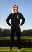 22 November 2021; Éabha O'Mahony poses for a portrait during a Republic of Ireland Women media day at Castleknock Hotel in Dublin. Photo by Stephen McCarthy/Sportsfile