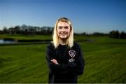 22 November 2021; Éabha O'Mahony poses for a portrait during a Republic of Ireland Women media day at Castleknock Hotel in Dublin. Photo by Stephen McCarthy/Sportsfile