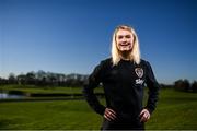 22 November 2021; Éabha O'Mahony poses for a portrait during a Republic of Ireland Women media day at Castleknock Hotel in Dublin. Photo by Stephen McCarthy/Sportsfile